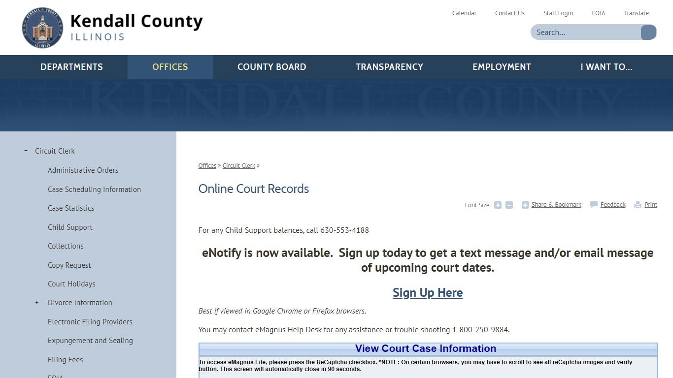 Online Court Records | Kendall County, IL